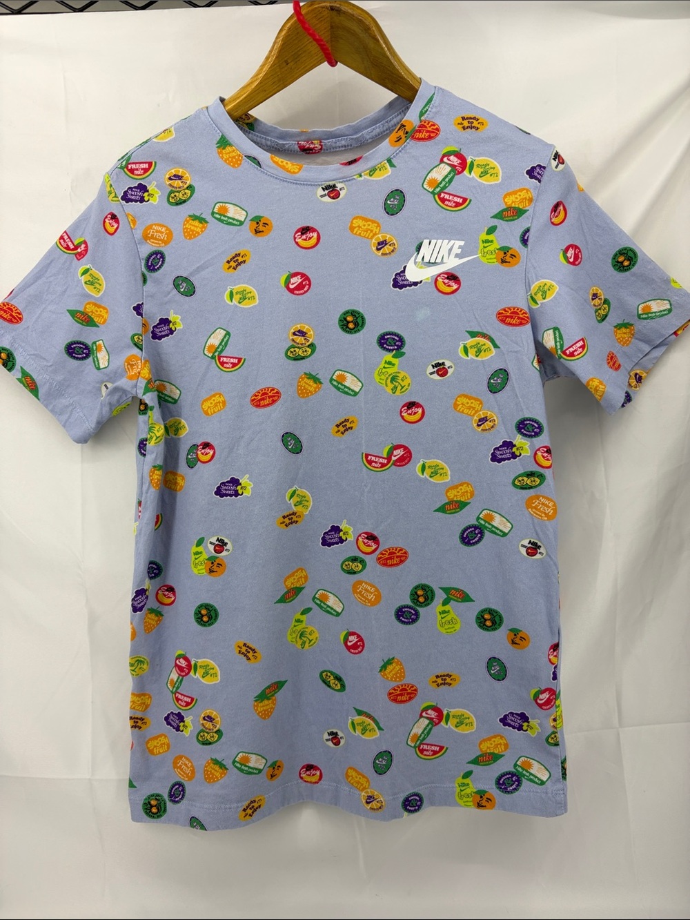 Nike The Nike Tee Fresh All Over Stickers Free Sticker Tee in Light Blue, Mens S